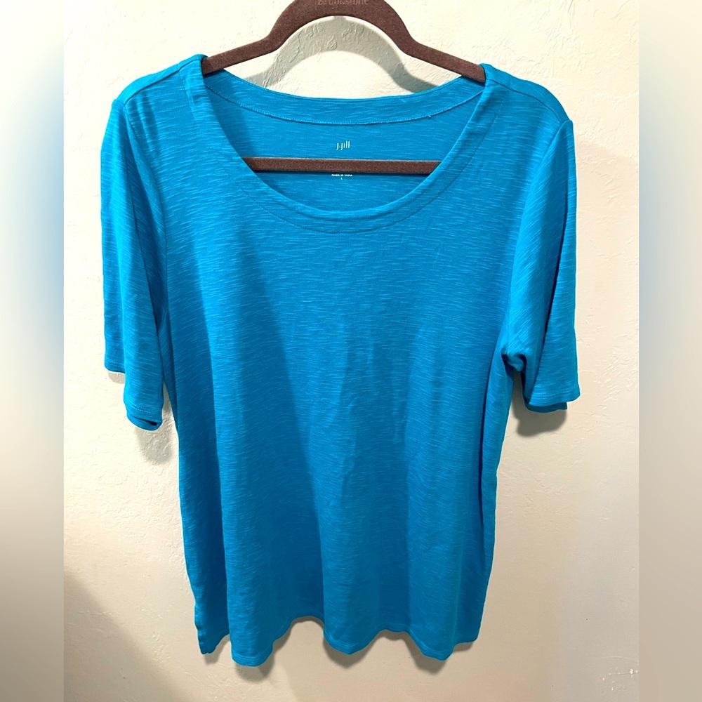 J. Jill Teal Short Sleeve Scoop Neck Tee